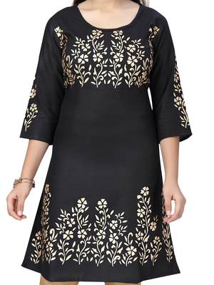 Black printed cotton kids-tops 5
