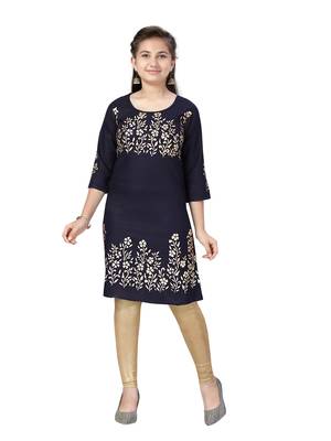 Blue printed cotton kids-tops 1