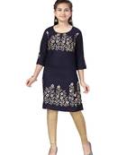 Blue printed cotton kids-tops