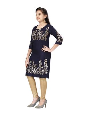 Blue printed cotton kids-tops 3