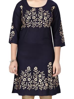 Blue printed cotton kids-tops 5