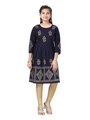 Blue printed cotton kids-tops 1
