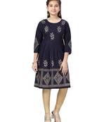 Blue printed cotton kids-tops