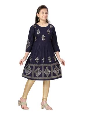 Blue printed cotton kids-tops 2