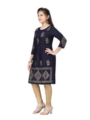 Blue printed cotton kids-tops 3
