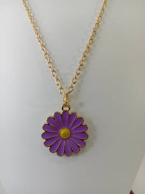 Purple Daisy Enamel Charm Pendant Chain for Women and Girls 1
