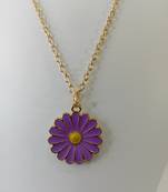 Purple Daisy Enamel Charm Pendant Chain for Women and Girls
