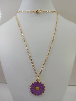 Purple Daisy Enamel Charm Pendant Chain for Women and Girls 2