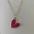Cute Pink Heart Enamel Charm Pendant Chain for Women and Girls