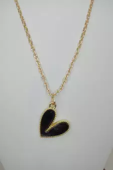 Sukai Jewels Cute Black Charm Heart Necklace Chain for Women and Girls