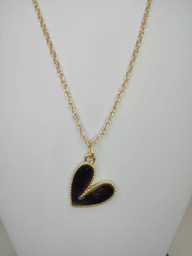 Sukai Jewels Cute Black Charm Heart Necklace Chain for Women and Girls