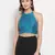 Blue Sleeveless Gold Printed Blouse