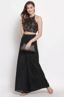 Black  Foli Printed Sleeveless Blouse