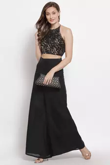 Black  Foli Printed Sleeveless Blouse