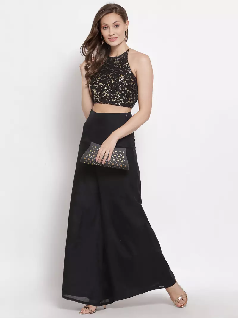 Black  Foli Printed Sleeveless Blouse