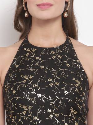 Black  Foli Printed Sleeveless Blouse 4