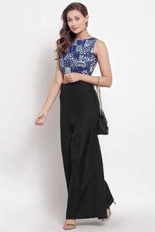 Blue Multi Patch Sleeveless Blouse