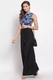 Blue Multi Patch Sleeveless Blouse