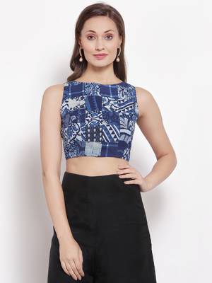 Blue Multi Patch Sleeveless Blouse 2