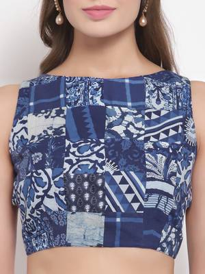 Blue Multi Patch Sleeveless Blouse 4