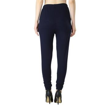Women Solid Churidar Leggings (Navy Red) 2