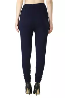 Women Solid Churidar Leggings (Navy Red)