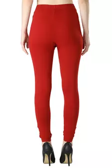 Women Solid Churidar Leggings (Navy Red)