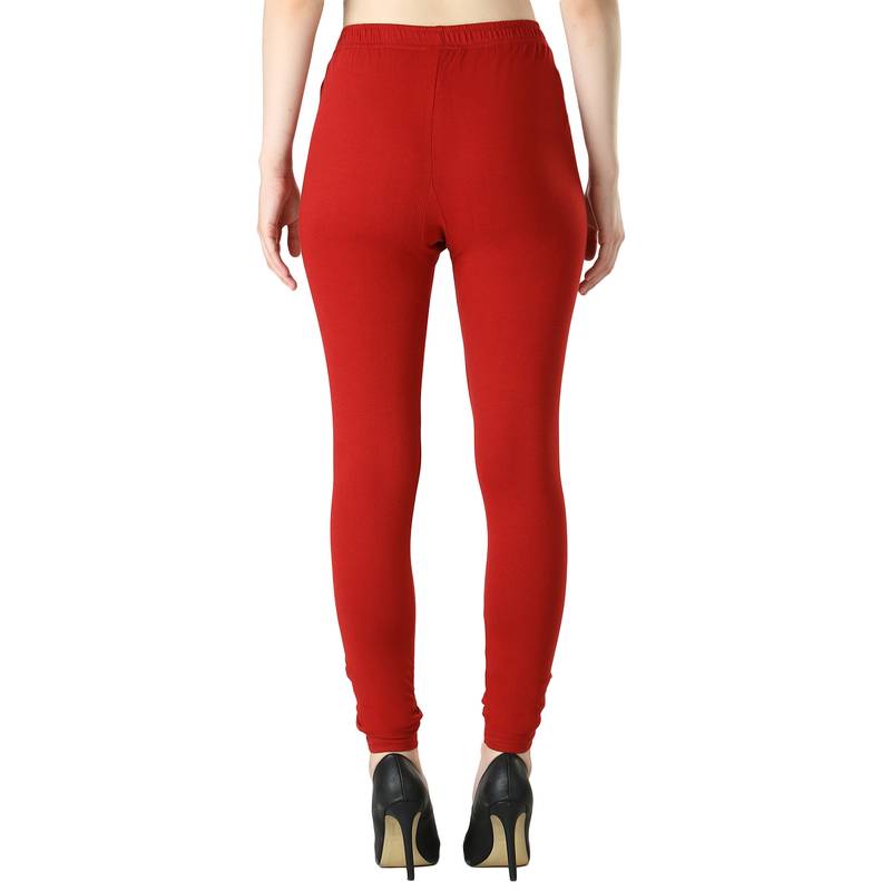 Women Solid Churidar Leggings (Navy Red)
