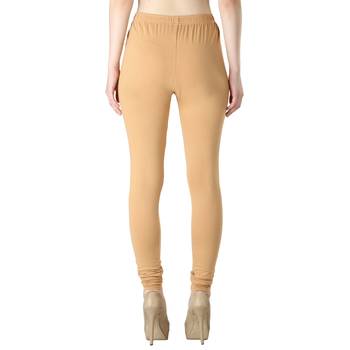 Women Solid Casual Churidar Leggings (Yellow Cream) 3