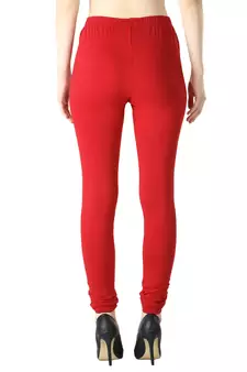 Women Solid Elastic Waist Ankle Length Legging (Black White Maroon)