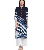 Blue printed viscose rayon ethnic-kurtis