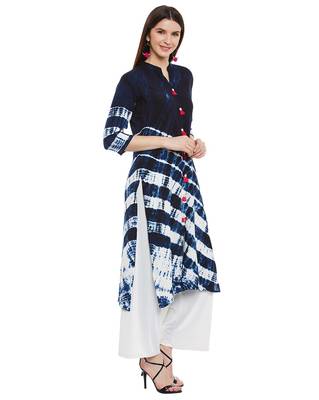 Blue printed viscose rayon ethnic-kurtis 2