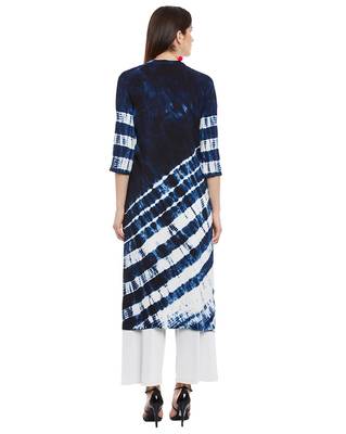 Blue printed viscose rayon ethnic-kurtis 3