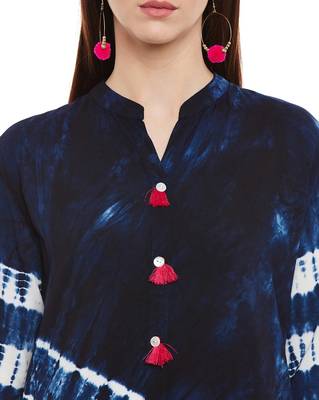 Blue printed viscose rayon ethnic-kurtis 4