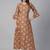 Dark beige printed cotton ethnic-kurtis
