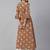 Dark beige printed cotton ethnic-kurtis
