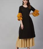 Black printed cotton ethnic-kurtis