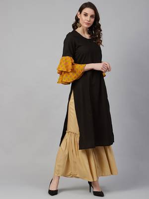 Black printed cotton ethnic-kurtis 5