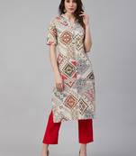 Multicolor printed cotton ethnic-kurtis
