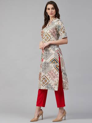 Multicolor printed cotton ethnic-kurtis
 2