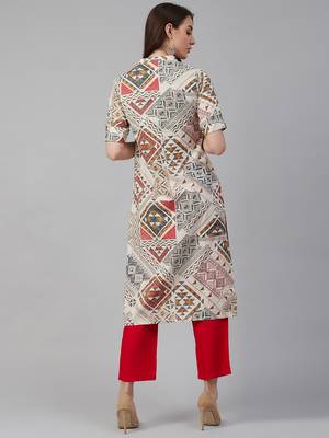 Multicolor printed cotton ethnic-kurtis
 3