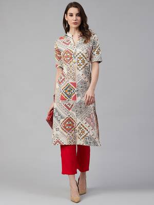 Multicolor printed cotton ethnic-kurtis
 4