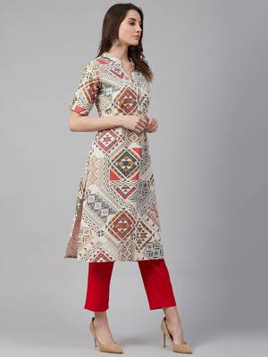 Multicolor printed cotton ethnic-kurtis
 5