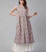 Grey printed cotton ethnic-kurtis
