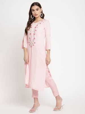 Pink embroidered viscose ethnic-kurtis 2