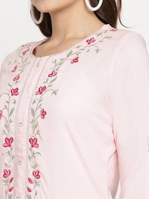 Pink embroidered viscose ethnic-kurtis 4
