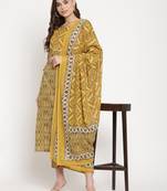 Mustard printed cotton ethnic-kurtis