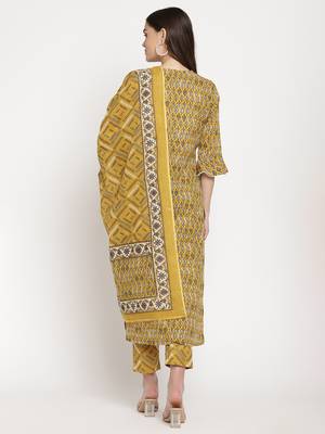 Mustard printed cotton ethnic-kurtis 3