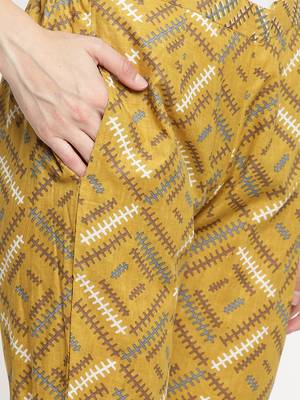Mustard printed cotton ethnic-kurtis 5