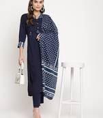 Blue plain viscose ethnic-kurtis